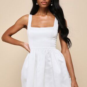 Lulu's Regal Cutie White Bubble Hem Mini Dress